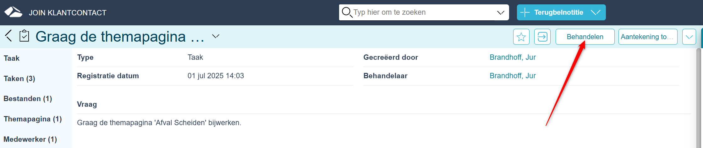 Taak behandelen