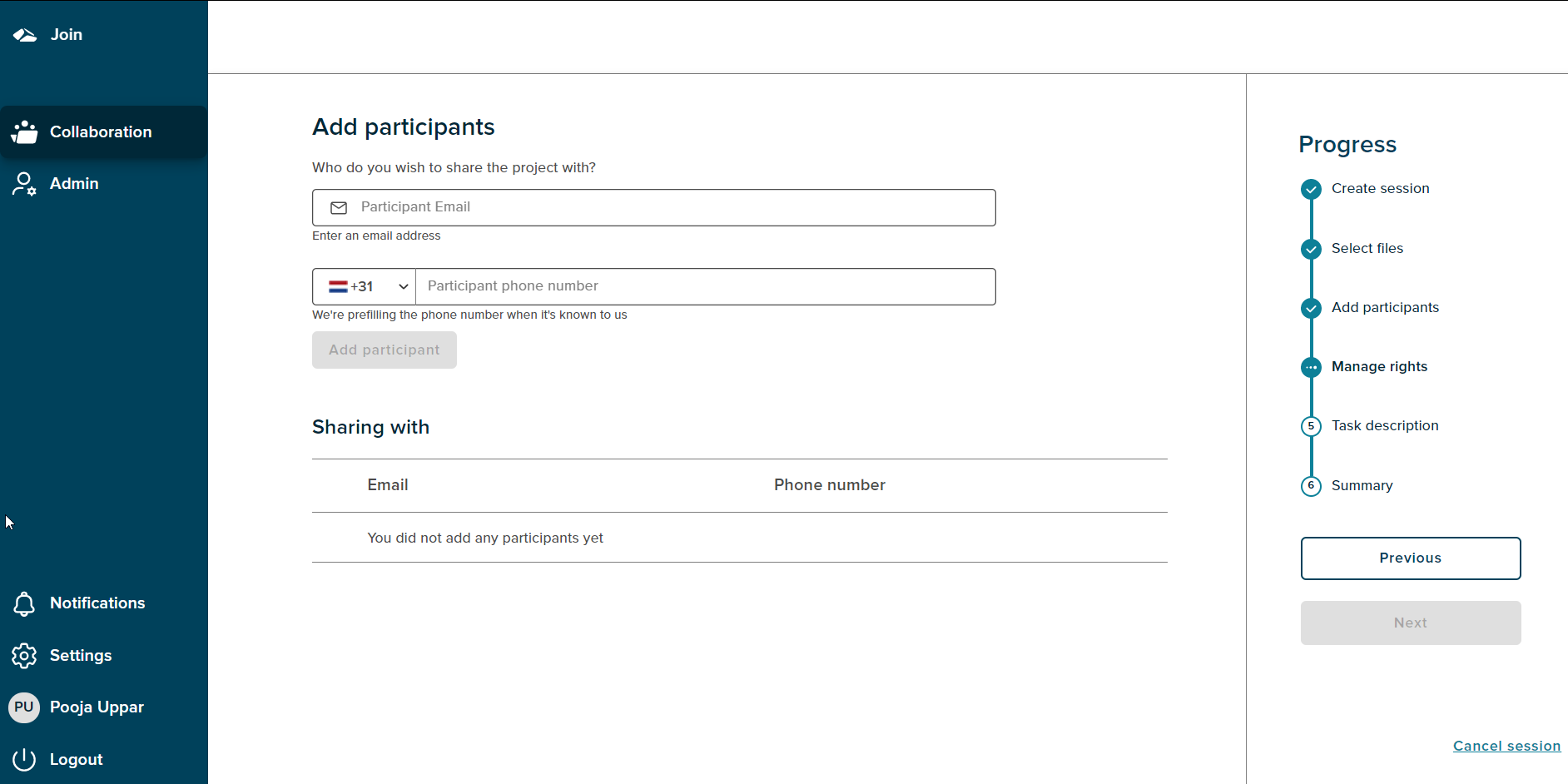 add participant