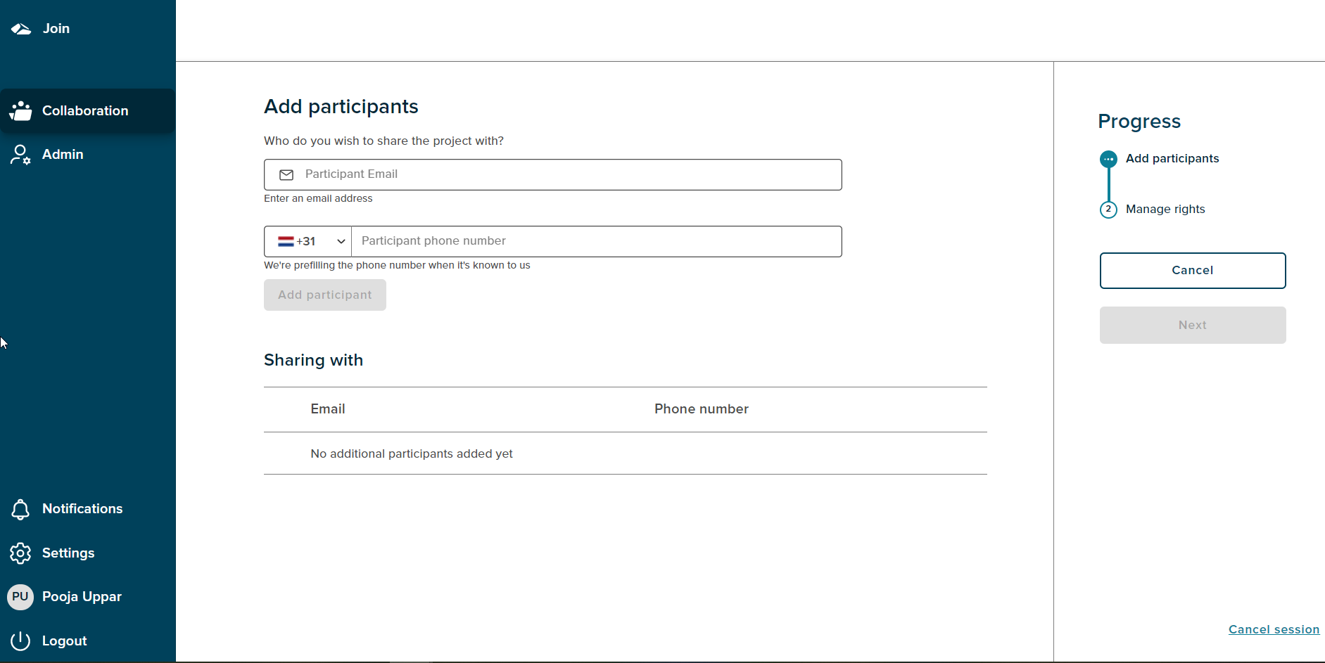 add participant